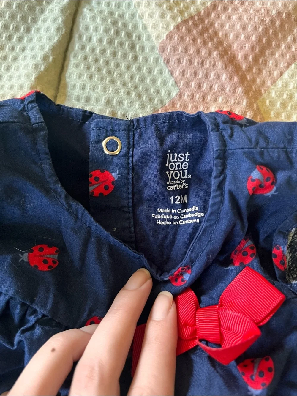 Carter's Navy Baby Dress with Red Ladybug Print and Red Bow